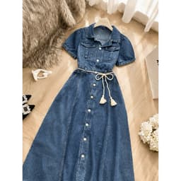 VÁY JEAN DÁNG DÀI CỘT EO ( HÌNH CHỤP THẬT) 3