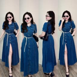 VÁY JEAN DÁNG DÀI CỘT EO ( HÌNH CHỤP THẬT) 2