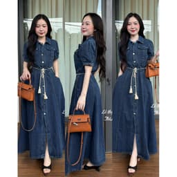 VÁY JEAN DÁNG DÀI CỘT EO ( HÌNH CHỤP THẬT) 5