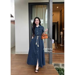 VÁY JEAN DÁNG DÀI CỘT EO ( HÌNH CHỤP THẬT) 6