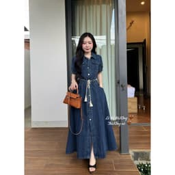 VÁY JEAN DÁNG DÀI CỘT EO ( HÌNH CHỤP THẬT) 7