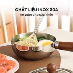 Nồi Mini Inox 304 Cao Cấp Tay Cầm Gỗ, Nồi Nấu Mì, Cháo, Hâm Đồ Ăn, Dùng Bếp Từ, Không Phủ Chống Dính 7