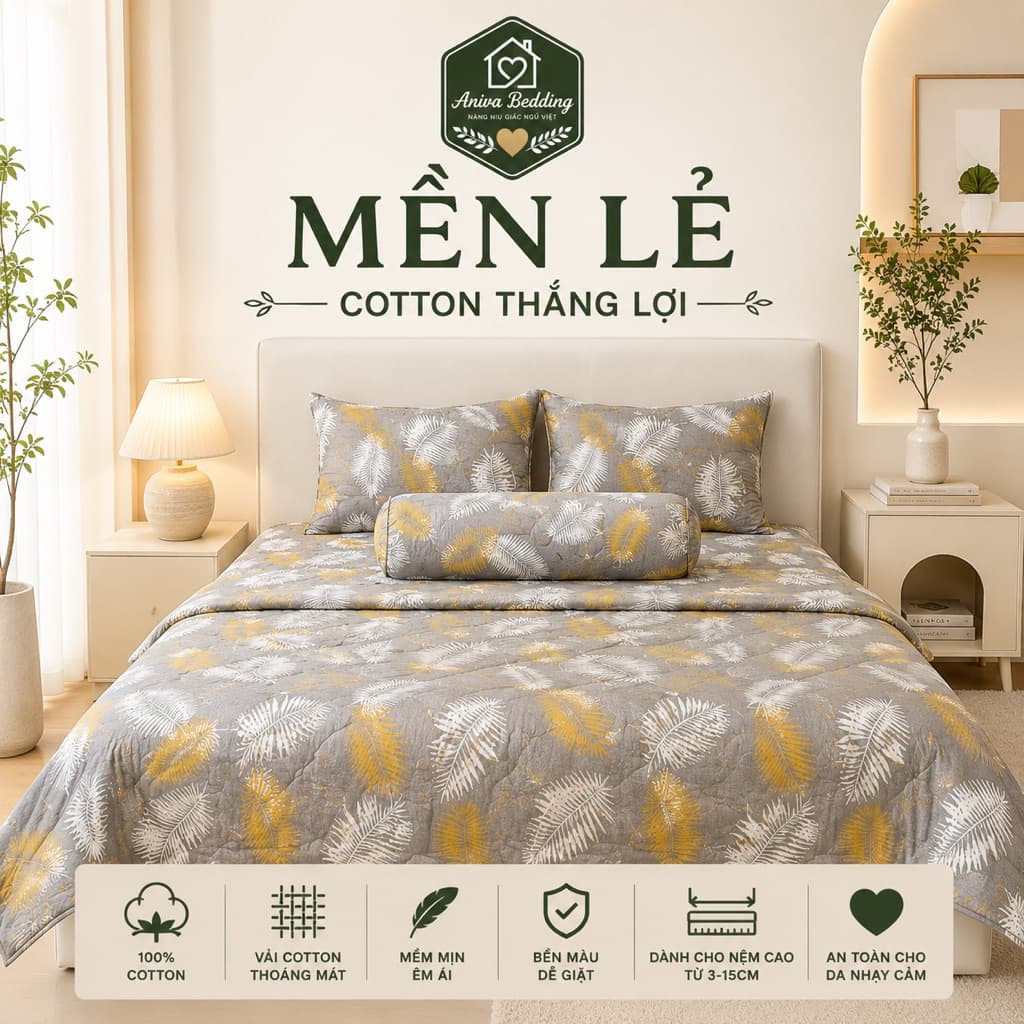Mền Lẻ Cotton Thắng Lợi Aniva Bedding Chính Hãng | Mềm Mịn, Thoáng Mát, Bền Màu