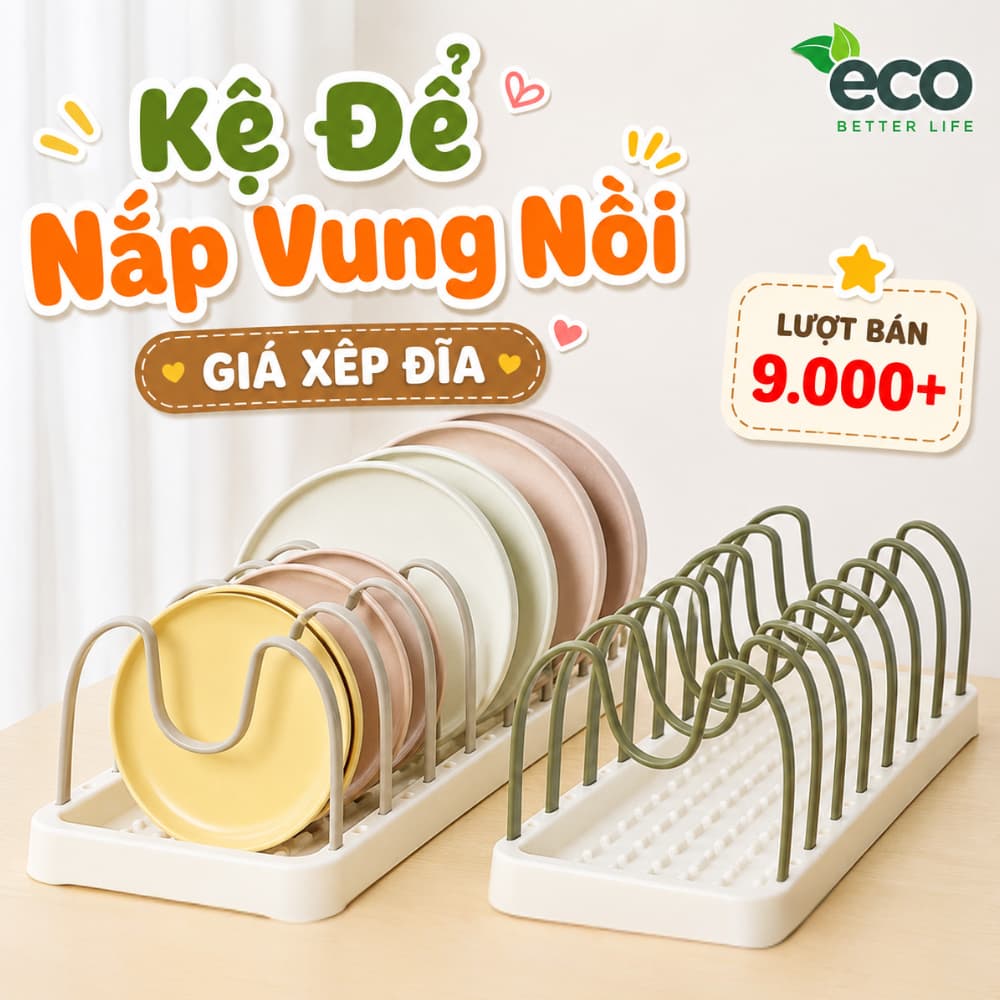 AMIZIN (LOẠI 1) Kệ Để Nắp Vung Nồi Đa Năng ECO, Giá Úp Đĩa Chảo Để Đồ Nhà Bếp Điều Chỉnh Khoảng Cách Tùy Ý AMIZIN