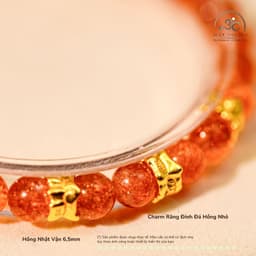 Ngọc Đan Tâm - Vòng Tay Hồng Nhật Vận 6,5mm Phối Charm Răng Đính Đá Hồng Nhỏ 2