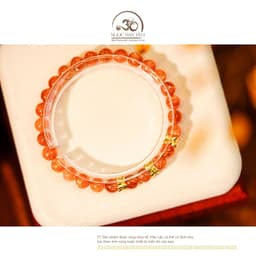 Ngọc Đan Tâm - Vòng Tay Hồng Nhật Vận 6,5mm Phối Charm Răng Đính Đá Hồng Nhỏ 5