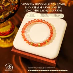 Ngọc Đan Tâm - Vòng Tay Hồng Nhật Vận 6,5mm Phối Charm Răng Đính Đá Hồng Nhỏ 1