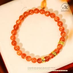 Ngọc Đan Tâm - Vòng Tay Hồng Nhật Vận 6,5mm Phối Charm Răng Đính Đá Hồng Nhỏ 3