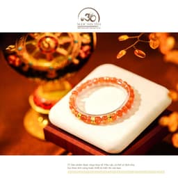 Ngọc Đan Tâm - Vòng Tay Hồng Nhật Vận 6,5mm Phối Charm Răng Đính Đá Hồng Nhỏ 6