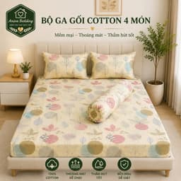Bộ Ga Gối Cotton Thắng Lợi 4 Món Aniva Bedding Chính Hãng | Mềm Mại, Thoáng Mát, Thấm Hút Tốt, Đủ Size 1m - 1m8 1