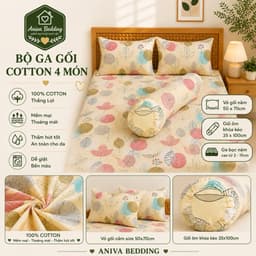 Bộ Ga Gối Cotton Thắng Lợi 4 Món Aniva Bedding Chính Hãng | Mềm Mại, Thoáng Mát, Thấm Hút Tốt, Đủ Size 1m - 1m8 3