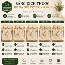 Bộ Ga Gối Cotton Thắng Lợi 4 Món Aniva Bedding Chính Hãng | Mềm Mại, Thoáng Mát, Thấm Hút Tốt, Đủ Size 1m - 1m8 4