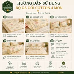 Bộ Ga Gối Cotton Thắng Lợi 4 Món Aniva Bedding Chính Hãng | Mềm Mại, Thoáng Mát, Thấm Hút Tốt, Đủ Size 1m - 1m8 5