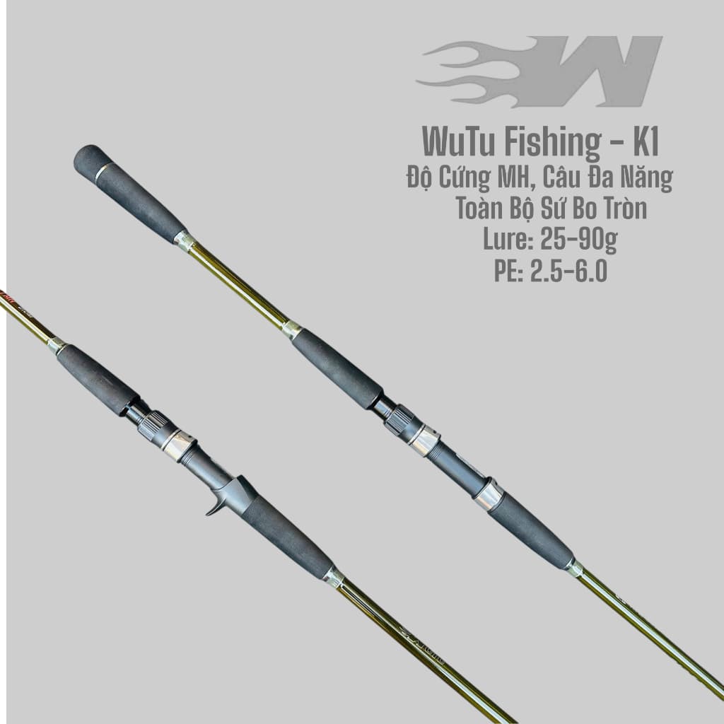 Cần Câu WuTu K1 Đa Năng Độ Cứng MH, Rỗng, Khoen Sứ Bo Tròn (KHÔNG BAO GỒM DÂY)