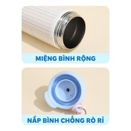 Bình GiữNhiệt XCUP 600ml Họa Tiết Mèo Con Dễ Thương  Ly giữ Nhiệt Nóng Lạnh Inox 316 Cao Cấp Có Quai Xách Tiện Lợi 7