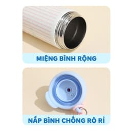 Bình GiữNhiệt XCUP 600ml Họa Tiết Mèo Con Dễ Thương  Ly giữ Nhiệt Nóng Lạnh Inox 316 Cao Cấp Có Quai Xách Tiện Lợi 4