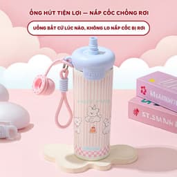 Bình GiữNhiệt XCUP 600ml Họa Tiết Mèo Con Dễ Thương  Ly giữ Nhiệt Nóng Lạnh Inox 316 Cao Cấp Có Quai Xách Tiện Lợi 8