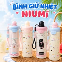 Bình GiữNhiệt XCUP 600ml Họa Tiết Mèo Con Dễ Thương  Ly giữ Nhiệt Nóng Lạnh Inox 316 Cao Cấp Có Quai Xách Tiện Lợi 6