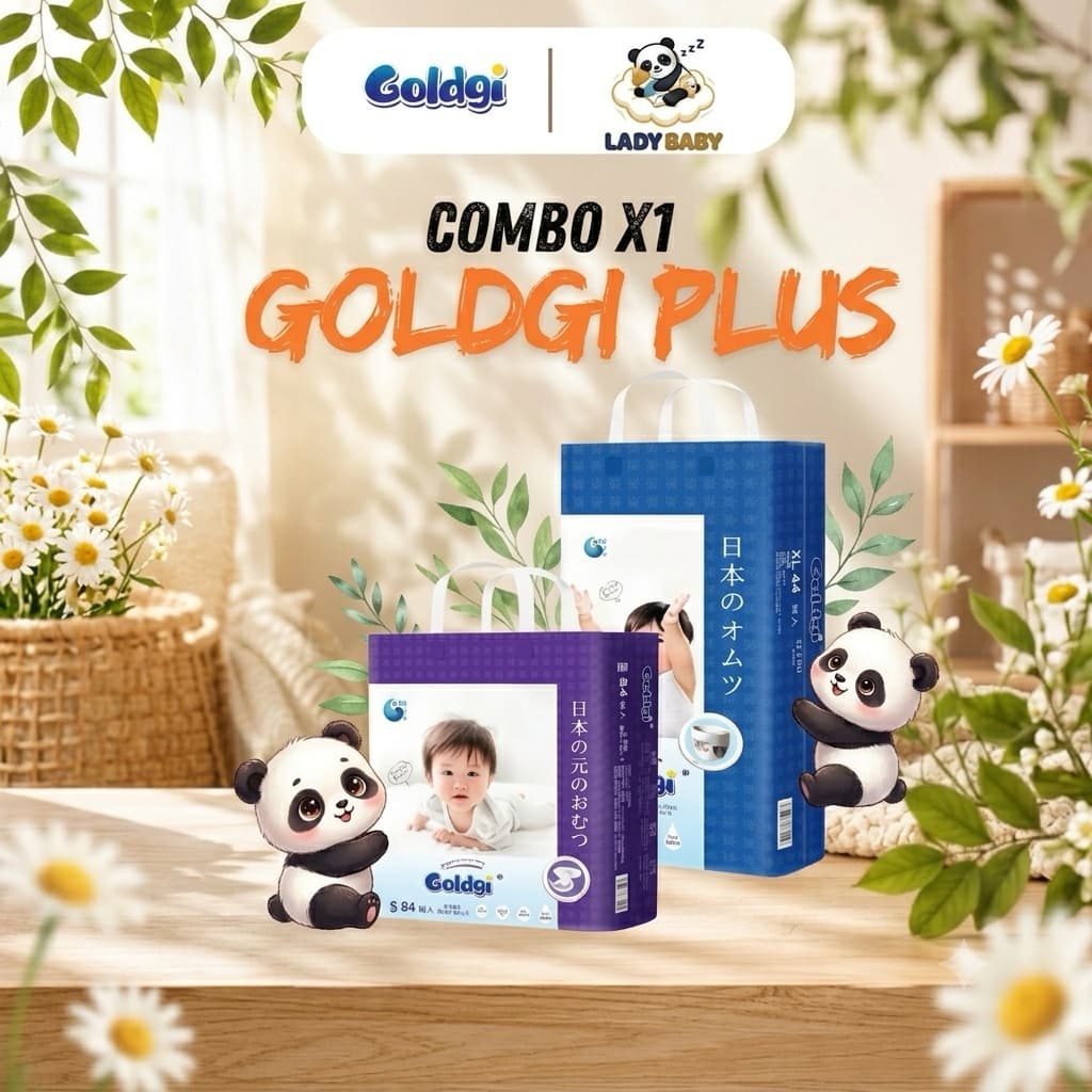 (Mẫu Mới) Bỉm Dán/Quần GOLDGI+ Nhật Cao Cấp Chính Hãng Đủ Size Cho Bé