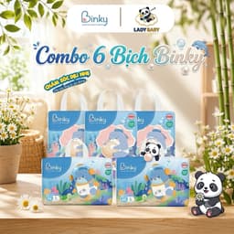 Combo 6 bịch Tã/bỉm Binky Quần/Dán size NB62/S58/M54/M50/L46/XL44/2XL40/3XL36 1