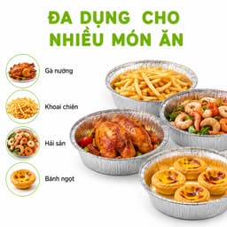 Giấy Lót Bạc Nồi Chiên Không Dầu Chịu Nhiệt 22cm GD65 - Khuôn Đĩa Bạc Đựng Thức Ăn Chiên Nướng 4