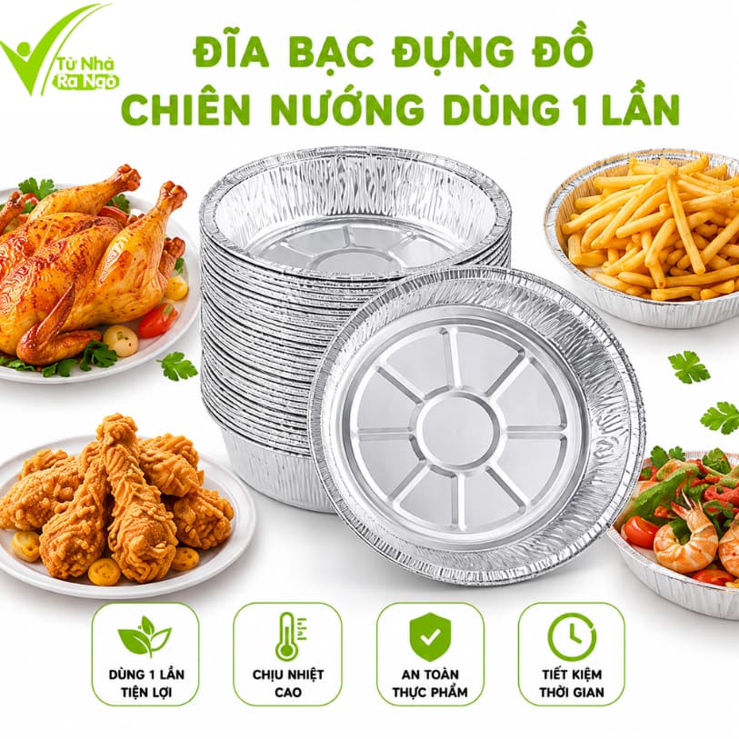 Giấy Lót Bạc Nồi Chiên Không Dầu Chịu Nhiệt 22cm GD65 - Khuôn Đĩa Bạc Đựng Thức Ăn Chiên Nướng