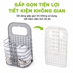 Giỏ Đựng Quần Áo Thông Minh Treo Tường Nhựa Việt Nhật GD68 - Giỏ Đựng Đồ Gấp Gọn Dán Tường Tiện Lợi 4