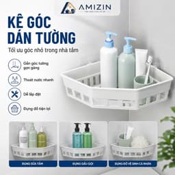 Khay tam giác dán tường Hokori Việt Nhật (5610) đựng vật dụng nhà tắm nhà bếp, Kệ đựng đồ đa năng nhựa PP cao cấp 01620 1
