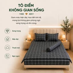 Bộ Chăn Ga Gối Cotton Thắng Lợi 5 Món Aniva Bedding Chính Hãng | Size 1m6, 1m8 | Cotton Thoáng Mát 5