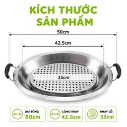 Khay Cá Chép Om Dưa Inox Dùng Bếp Từ Bếp Gas GD77 - Bộ Khay Cá Chép Om Dưa Inox 304 Chống Gỉ 6
