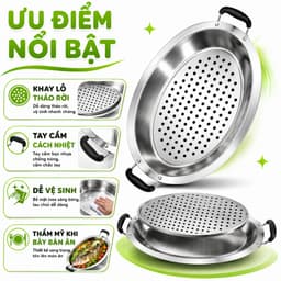 Khay Cá Chép Om Dưa Inox Dùng Bếp Từ Bếp Gas GD77 - Bộ Khay Cá Chép Om Dưa Inox 304 Chống Gỉ 8