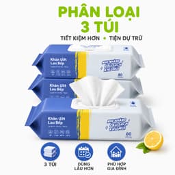 Khăn Uớt Lau Bàn Bếp Khử Mùi Không Hại Da Tay GD82 - Túi 80 Khăn Lau Nhà Bếp Siêu Dai Diệt Khuẩn 8