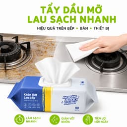 Khăn Uớt Lau Bàn Bếp Khử Mùi Không Hại Da Tay GD82 - Túi 80 Khăn Lau Nhà Bếp Siêu Dai Diệt Khuẩn 3