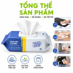 Khăn Uớt Lau Bàn Bếp Khử Mùi Không Hại Da Tay GD82 - Túi 80 Khăn Lau Nhà Bếp Siêu Dai Diệt Khuẩn 2