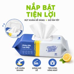 Khăn Uớt Lau Bàn Bếp Khử Mùi Không Hại Da Tay GD82 - Túi 80 Khăn Lau Nhà Bếp Siêu Dai Diệt Khuẩn 4