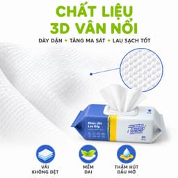 Khăn Uớt Lau Bàn Bếp Khử Mùi Không Hại Da Tay GD82 - Túi 80 Khăn Lau Nhà Bếp Siêu Dai Diệt Khuẩn 6