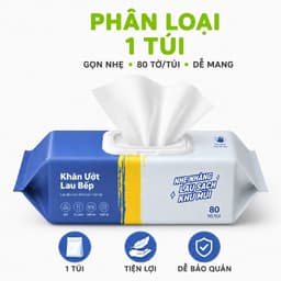 Khăn Uớt Lau Bàn Bếp Khử Mùi Không Hại Da Tay GD82 - Túi 80 Khăn Lau Nhà Bếp Siêu Dai Diệt Khuẩn 7