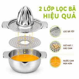 Bộ Vắt Cam Inox 304 Cao Cấp, Dụng Cụ Ép Cam Thủ Công GD116 - Ca Vắt Cam Chanh Inox Lọc Hạt Và Bã 4