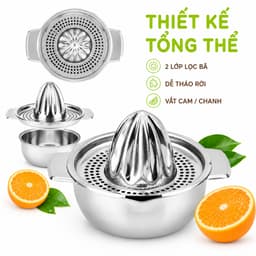 Bộ Vắt Cam Inox 304 Cao Cấp, Dụng Cụ Ép Cam Thủ Công GD116 - Ca Vắt Cam Chanh Inox Lọc Hạt Và Bã 2