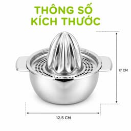 Bộ Vắt Cam Inox 304 Cao Cấp, Dụng Cụ Ép Cam Thủ Công GD116 - Ca Vắt Cam Chanh Inox Lọc Hạt Và Bã 7
