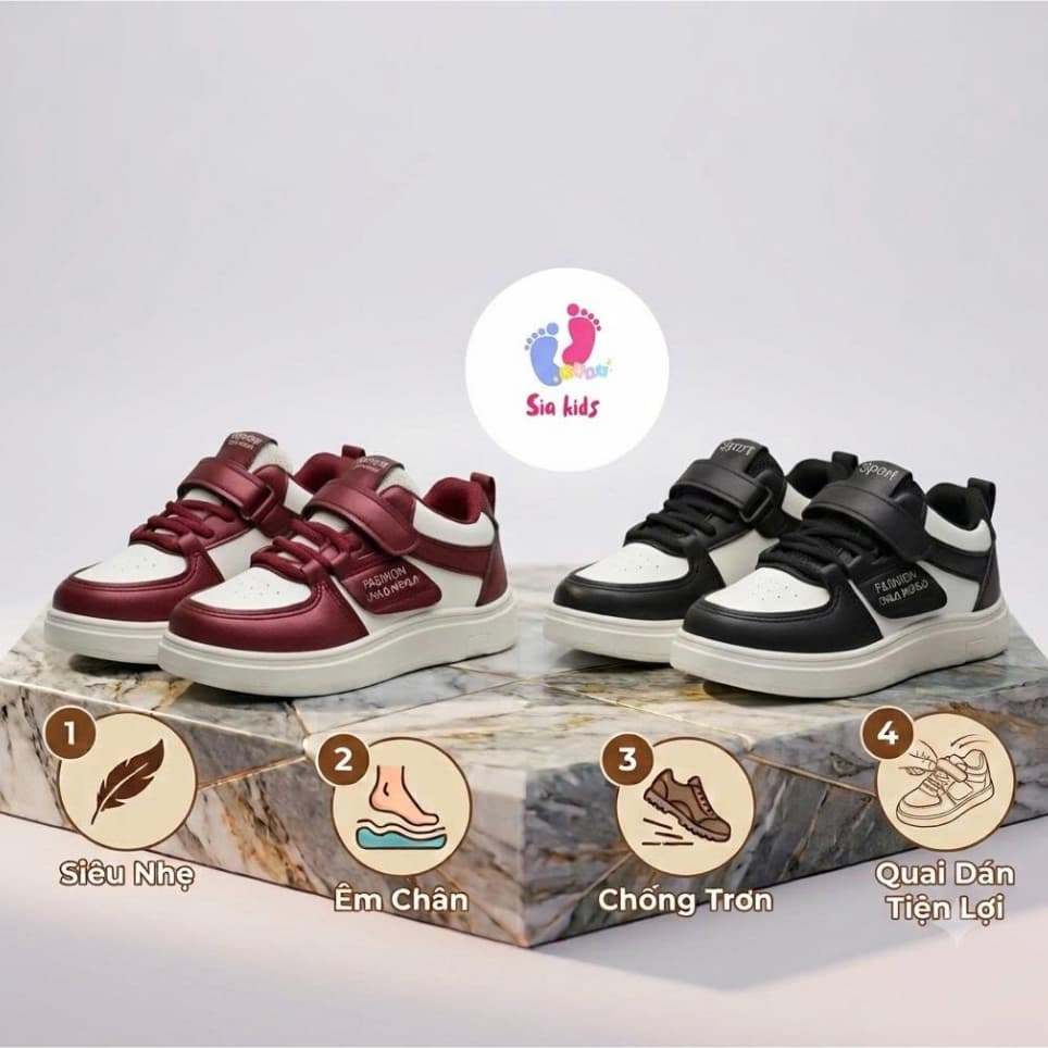 Giày Thể Thao Trẻ Em Quai Dán, Đế Êm Chống Trơn, Giày Sneaker Cho Bé Trai Bé Gái Đi Học Đi Chơi [G3]