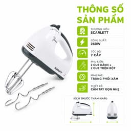 Máy Đánh Trứng Scarlett Công Suất 260W Cầm Tay GD122 - Máy Đánh Trộn Bột Làm Bánh Trộn Đều 6