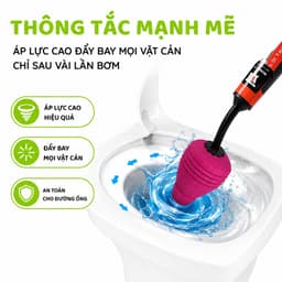 Cây Bơm Thụt Thông Bồn Cầu Tay Cầm Chắc Chắn GD136 - Dụng Cụ Thông Tắc Nhà Vệ Sinh Đầu Cao Su TPR 3
