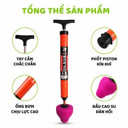 Cây Bơm Thụt Thông Bồn Cầu Tay Cầm Chắc Chắn GD136 - Dụng Cụ Thông Tắc Nhà Vệ Sinh Đầu Cao Su TPR 2