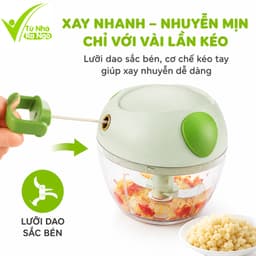 Máy Xay Tỏi Ớt Kéo Tay Đa Năng Lưỡi Dao Inox 304 GD138 - Dụng Cụ Xay Thực Phẩm Kéo Tay Mini Đa Năng 3