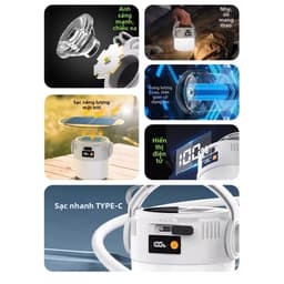 Đèn Lồng Cắm Trại Năng Lượng Mặt Trời LED Có Thể Sạc Lại Chống Nước Đèn Pin Ngoài Trời, Đèn Khẩn Cấp 8