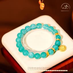 Ngọc Đan Tâm - Vòng Tay Amazonite 9mm 5A Phối Charm Mặt Dây Chuyền 12 Con Giáp Vòng Xoay Đính Đá 4