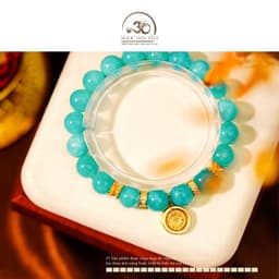 Ngọc Đan Tâm - Vòng Tay Amazonite 9mm 5A Phối Charm Mặt Dây Chuyền 12 Con Giáp Vòng Xoay Đính Đá 5