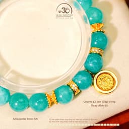 Ngọc Đan Tâm - Vòng Tay Amazonite 9mm 5A Phối Charm Mặt Dây Chuyền 12 Con Giáp Vòng Xoay Đính Đá 2