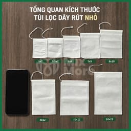100 túi lọc trà, cà phê, thảo dược,thực phẩm vải không dệt TÚI CÓ DÂY RÚT dùng 1 lần giá tốt Mixmore 8